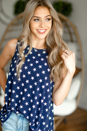 Out Of Love Star Tank Top in Navy (SALE)