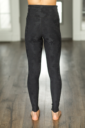Mono B Still Here Textured Floral Leggings in Black (SALE)
