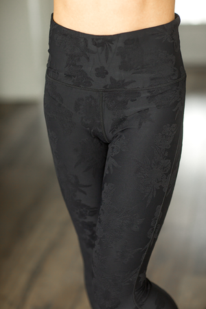 Mono B Still Here Textured Floral Leggings in Black (SALE)