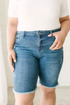 Judy Blue All the Whispering Frayed Hem Bermuda Shorts