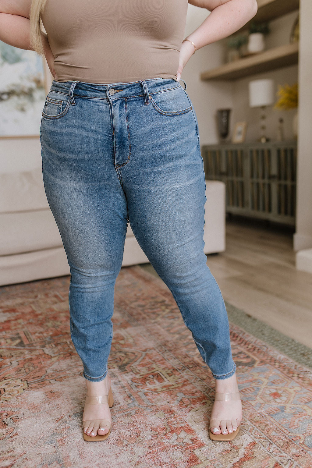 Skinny Weight Loss Woman Show Flat Stomach Pulling by Hands Oversized Big  Blue Pants Jeans Showing Thumbs Up Sign. Slim Body Low Stock Image - Image  of skinny, lost: 214863739