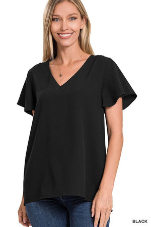 Incredible Flutter Sleeve V-Neck Short Sleeve (Multiple Colors)