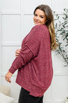 Brushed Soft Sweater In Burgundy