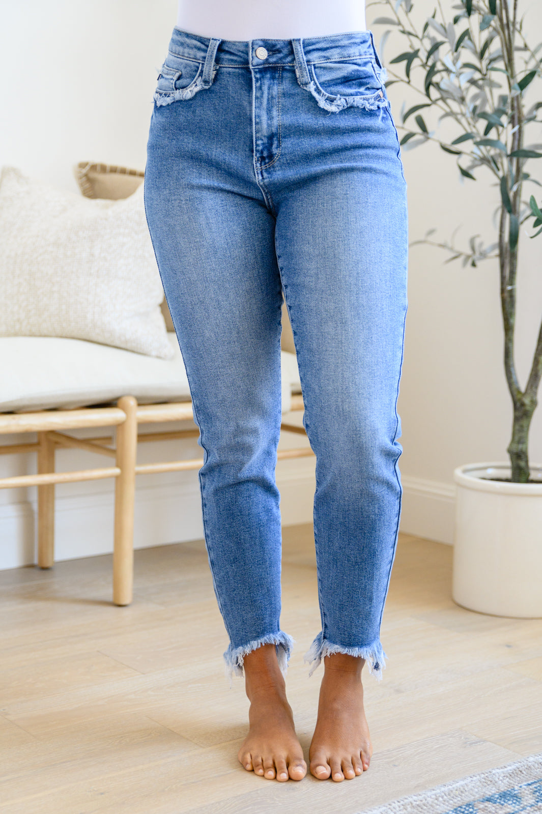 Judy Blue Jeans  Plus Size Black Fringe High Rise Pull On Skinny