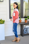 Draw You In Corduroy Color Blocked Shacket In Mauve