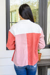 Draw You In Corduroy Color Blocked Shacket In Mauve
