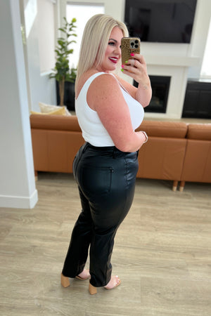 Judy Blue Tummy Control Faux Leather Pants in Black