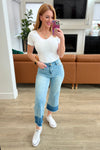 Judy Blue High Rise Wide Leg Crop Jeans in Medium Wash