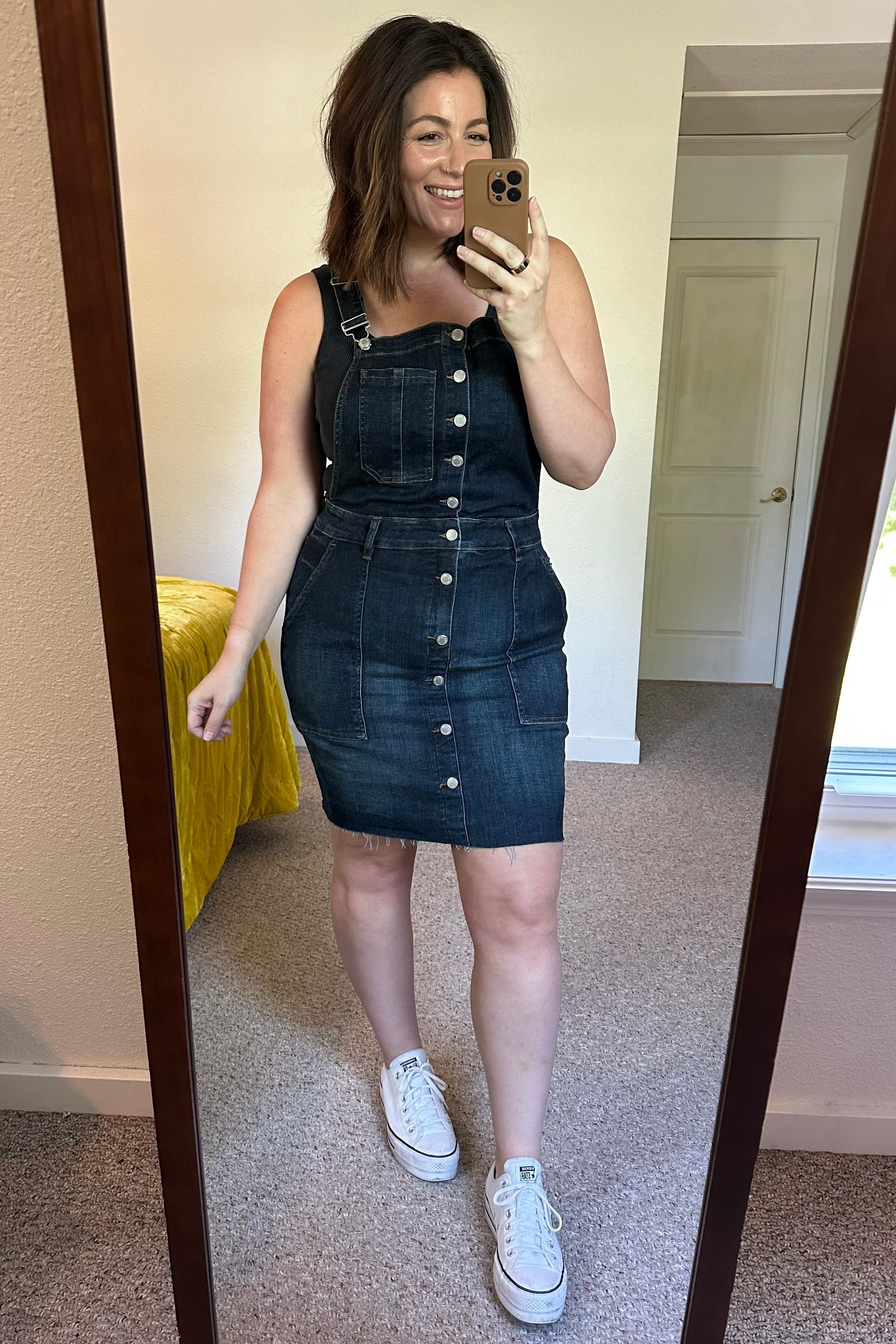 Reformation Denim Overall Dress, $148 | Nordstrom | Lookastic