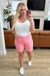 Judy Blue High Rise Tummy Control Cuffed Shorts in Pink