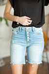 KanCan Best Memories Button Light Wash Bermuda Shorts (SALE)
