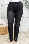 Zenana Mid Rise Straight Leg Jeans In Washed Black