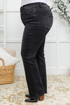 Zenana Mid Rise Straight Leg Jeans In Washed Black