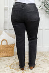 Zenana Mid Rise Straight Leg Jeans In Washed Black