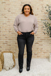 Zenana Mid Rise Straight Leg Jeans In Washed Black