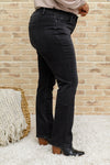 Zenana Mid Rise Straight Leg Jeans In Washed Black