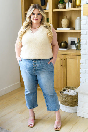 Judy Blue High Rise Vintage Wide Leg Crop Jeans