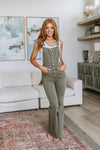 Judy Blue Tummy Control Overalls in Olive