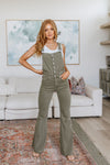 Judy Blue Tummy Control Overalls in Olive