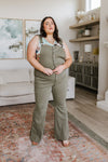 Judy Blue Tummy Control Overalls in Olive