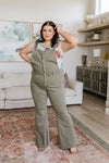 Judy Blue Tummy Control Overalls in Olive