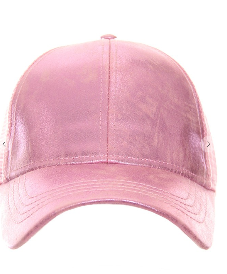 Mesh Baseball Cap in Metallic Pink (SALE)