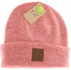 CC Soft Ribbed Leather Patch. Beanie (Multiple Colors)