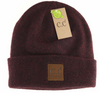 CC Soft Ribbed Leather Patch. Beanie (Multiple Colors)
