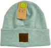 CC Soft Ribbed Leather Patch. Beanie (Multiple Colors)