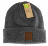 CC Soft Ribbed Leather Patch. Beanie (Multiple Colors)
