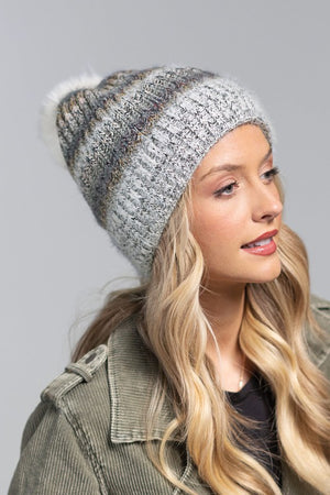 Who Knew Shimmery Striped Multicolored Beanie