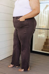 Judy Blue High Rise Frayed Hem 90's Straight Jeans in Brown