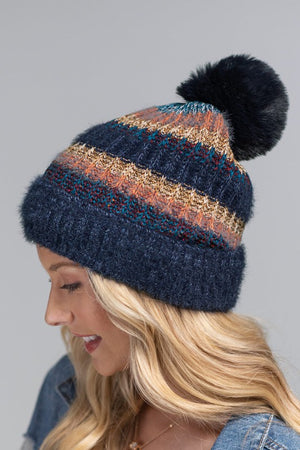 Who Knew Shimmery Striped Multicolored Beanie