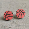 Sports Painted Wood Stud Earrings