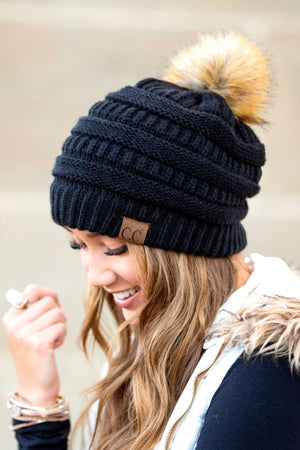 More Than A Feeling CC Classic Fur Pom Beanie (Multiple Colors)