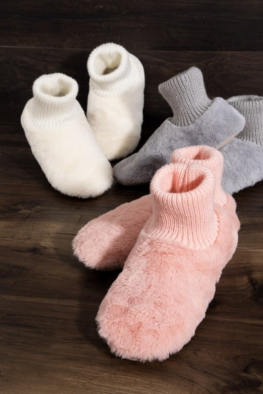 Happy Holidays Faux Fur Sock Slippers