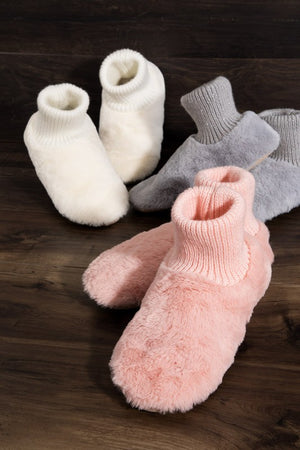 Happy Holidays Faux Fur Sock Slippers