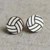 Sports Painted Wood Stud Earrings