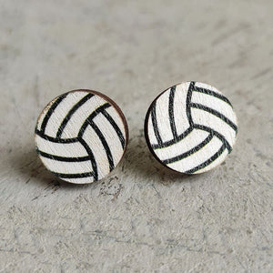Sports Painted Wood Stud Earrings