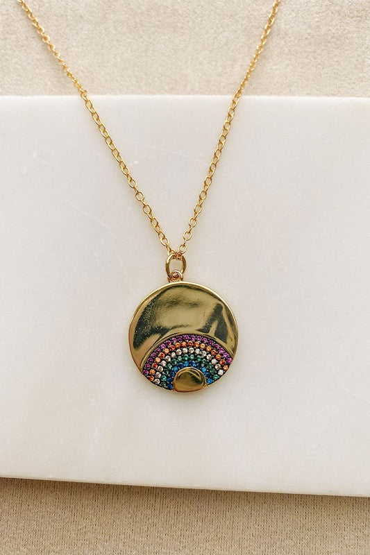 Since You Went Away Rainbow Dainty Necklace in Gold
