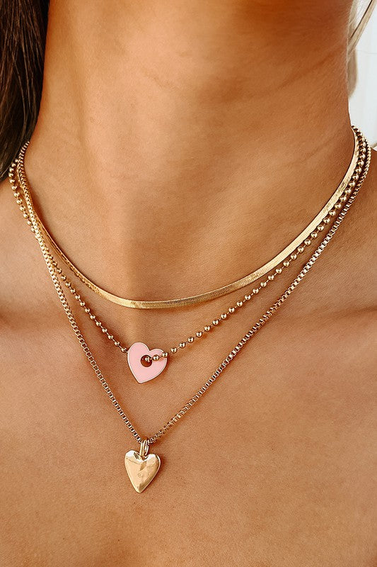 Steal My Heart Layered Necklace in Gold