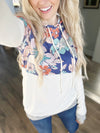 Time to Be Happy Floral Hoodie in Navy