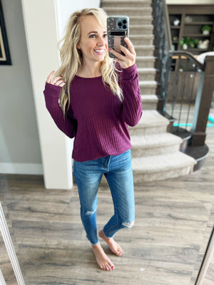 Dream Another Dream Textured Knit Top in Plum