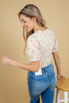 Game Changer Floral Bodysuit in Buttermilk