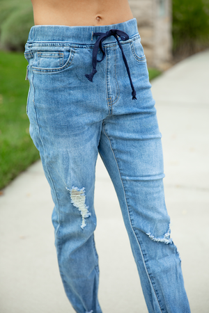 Unbelievable Medium Wash Distressed Jogger Pants (SALE)