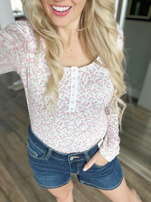 Wistful Wishes Floral Henley Bodysuit