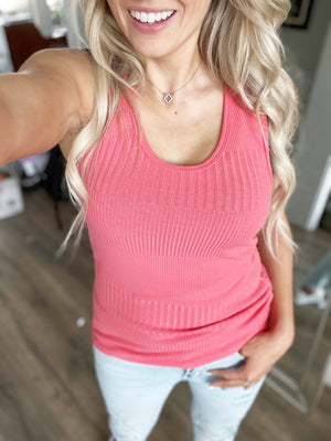Give In Tank Top in Coral (SALE)