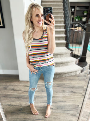 Feel Your Heart Multi Color Striped Tank Top (SALE)