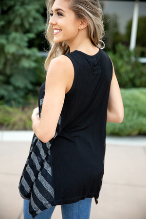 Ready for You Tank Top in Black with Stripes (SALE)