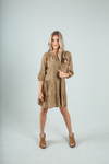 On My Mind Flare Patterned Dress in Gold